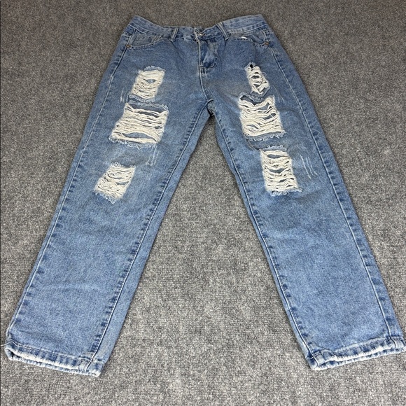 sunrise Denim - Light Wash Distressed Boyfriend Jeans - Women's